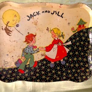Vintage Ohio Art Tin Toy Jack &Jill Tray